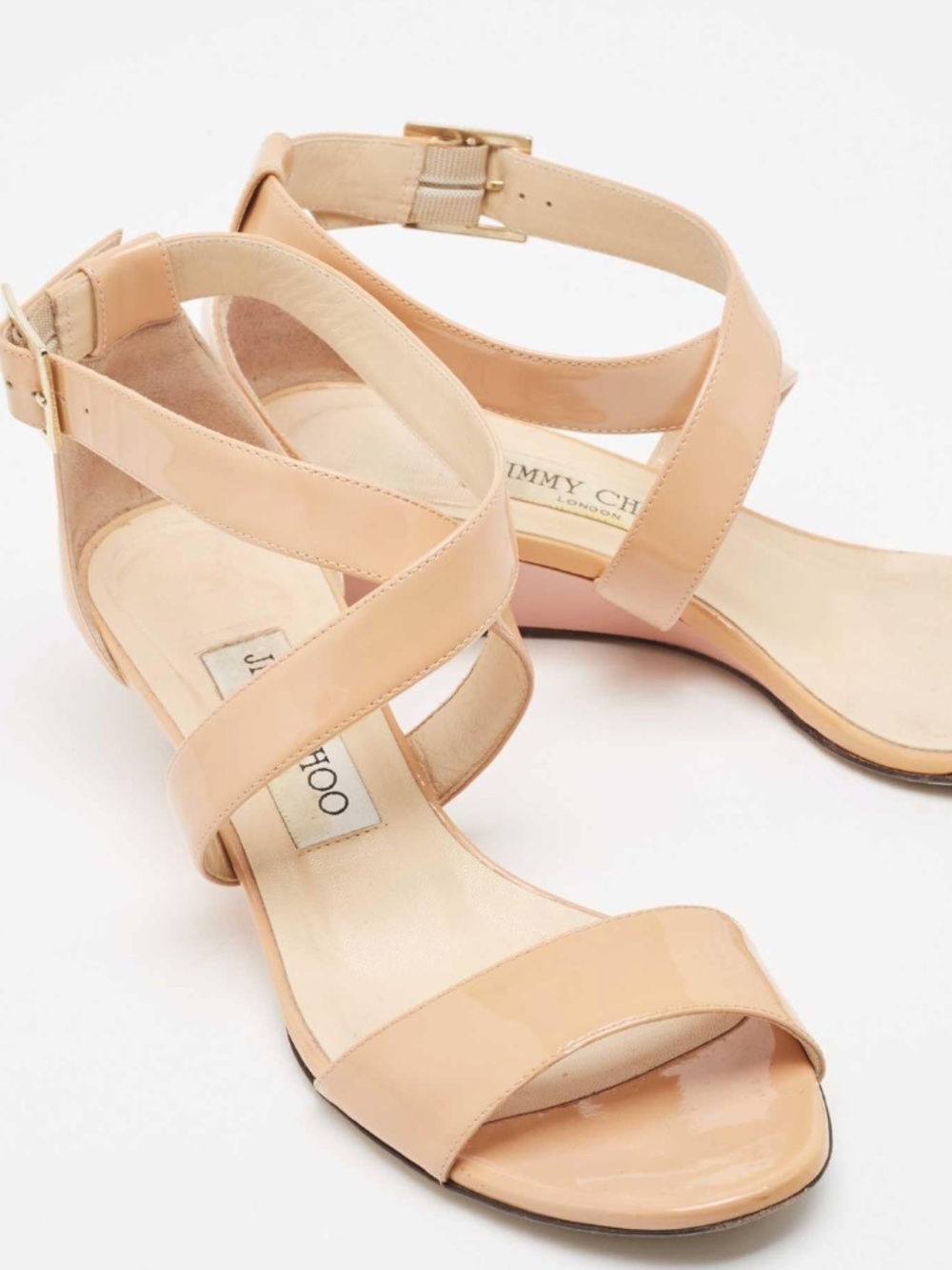 JIMMY CHOO Sandals Chiara Wedges, 39.5, Nude - Brand New/Never Worn